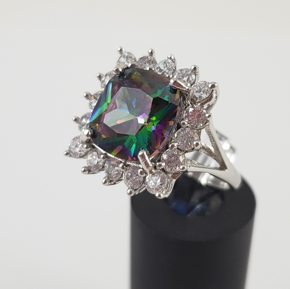 Mystic quartz ring size 8.5 solid silver